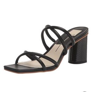 Dolce Vita Patsi Black Leather Square Toe Sandal